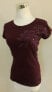 Inc International Concepts Women's Short Sleeve Embroidered Knit Top Purple S