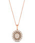 Фото #1 товара Chocolate Diamond & Nude Diamond Oval Halo Adjustable 20" Pendant Necklace (1-1/2 ct. t.w.) in 14k Rose Gold