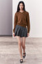 Фото #1 товара Мини-юбка из шерстяной смеси с боковыми складками ZARA коллекции Wool Blend