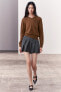 Zw collection wool blend mini skirt with box pleats