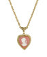 ფოტო #1 პროდუქტის Gold-Tone Heart Cameo Locket 16" Adjustable Necklace