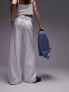 Topshop linen high waist paperbag wide leg trouser in white