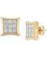 ფოტო #3 პროდუქტის Men's Lab Grown Diamond Square Cluster Stud Earrings (1/2 ct. t.w.) in 10k Gold