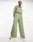 Фото #1 товара Miss Selfridge soft touch wide leg trousers co-ord in khaki