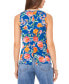 Фото #2 товара Women's Floral Crewneck Split Back Keyhole Tank Top