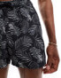 ASOS DESIGN swim short in short length in palm leaf print in black