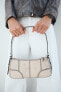 Crackled-effect mini shoulder bag