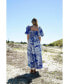 ფოტო #5 პროდუქტის Blue Printmaking Square-Neck Cotton Midi Dress