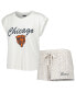 ფოტო #1 პროდუქტის Women's White, Cream Chicago Bears Montana Knit T-shirt and Shorts Sleep Set