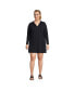 Фото #3 товара Plus Size Cotton Jersey Long Sleeve Hooded Swim Cover-up Dress