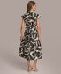 Фото #1 товара Women's Printed V-Neck A-Line Midi Dress