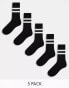 Фото #1 товара ASOS DESIGN 5 pack sport socks in black with white stripe