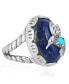 Фото #1 товара Sterling Silver Women's Ring, Blue Turquoise and Lapis Lazuli Hummingbird Design, Sizes 5-10