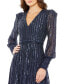 Фото #3 товара Women's Beaded Lace Long Sleeve Wrap Over Gown