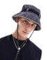 Фото #1 товара ASOS DESIGN safari bucket hat with tie in washed black denim