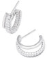 Small Smooth & Textured Double-Row Hoop Earrings, 0.72"