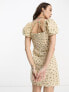 Фото #2 товара Reclaimed Vintage linen tea dress in floral print with tie front and back