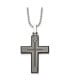 Фото #1 товара Chisel laser Etched Black IP-plated Cross Pendant Ball Chain Necklace
