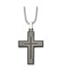 ფოტო #1 პროდუქტის Laser Etched Black IP-plated Cross Pendant Ball Chain Necklace