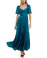 ფოტო #4 პროდუქტის Juniors' Puff-Sleeve Crinkle Satin Dress