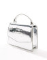 ASOS DESIGN top handle metallic crossbody with detatchable strap in silver