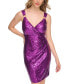 Фото #4 товара Women's Sequined V-Neck O-Ring-Strap Dress