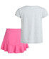 Фото #6 товара Комплект одежды Adidas для девочек "Двухцветная футболка с графическим принтом и скорт"