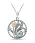 ფოტო #1 პროდუქტის Multi-Color Imitation Pearls and Cubic Zirconia Floral Medallion Pendant in Silver Plate 18"