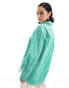 Фото #4 товара Mango oversized stripe shirt in green and white