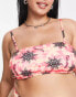 COLLUSION Plus tie dye sun print bikini top with double stap in pink