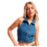 Фото #1 товара SUPERDRY Collared Denim Zip sleeveless T-shirt