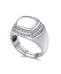 ფოტო #4 პროდუქტის Cubic Zirconia Square CZ Micro Pave Square Shaped Halo Signet Ring For Men .925 Sterling Silver