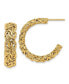 ფოტო #1 პროდუქტის 18k Yellow Gold Polished and Textured Byzantine C-Hoop Earrings