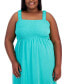 Фото #4 товара Trendy Plus Size Straight-Neck Smocked Dress