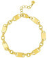 ფოტო #1 პროდუქტის High Polished Square Link and Textured Link Chain Bracelet in 18K Gold Plated Brass