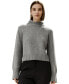 Фото #1 товара Women's Ribbed Collar and Hemline Wool Cashmere Sweater for Women