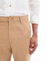 ASOS DESIGN relaxed linen chino trousers in brown