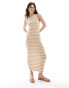 ASOS DESIGN 90s ribbed built up midi tank dress in ginger and white stripe Полоса, 42 - фото #1