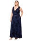 ფოტო #1 პროდუქტის Plus Size Crinkle Sleeveless V-Neck Gown