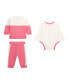 Фото #3 товара Baby Girl Long Sleeve Bodysuit, Long Sleeve Zip Top, and Pant Set