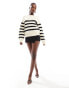 Фото #2 товара French Connection crew neck knitted jumper in cream and black stripe