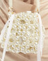 True Decadence mini pearl detail crossboday bag in white