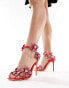 Фото #1 товара Azalea Wang Romi high heeled sandal with embellished flowers in red