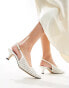 & Other Stories leather braided sling back pointed kitten heels in white