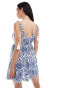 Фото #4 товара Wednesday's Girl printed emboidery mini smock beach dress in blue