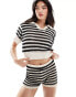 Фото #1 товара ASOS DESIGN knitted stripe polo top co-ord in mono