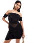 Фото #1 товара ASOS DESIGN bardot ruched mesh panel mini dress in black