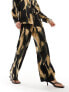 Фото #3 товара Vila satin wide leg trouser co-ord in abstract leopard