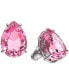 ფოტო #1 პროდუქტის Silver-Tone Pink Crystal Stud Earrings