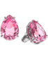 Silver-Tone Pink Crystal Stud Earrings